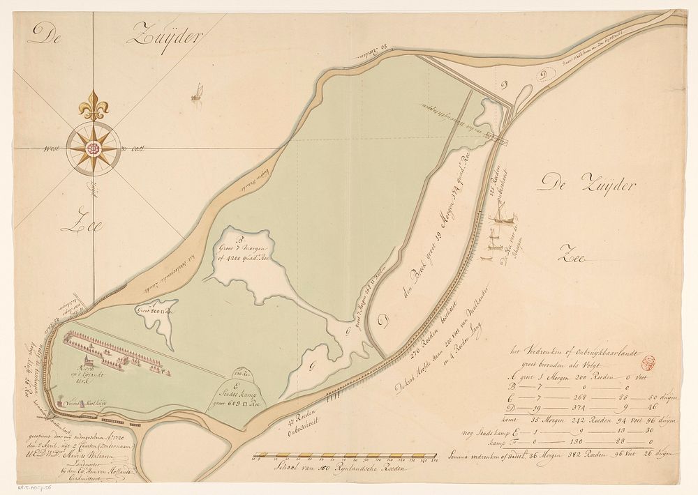 Kaart van het eiland Urk (1720) by Maurits Walraven