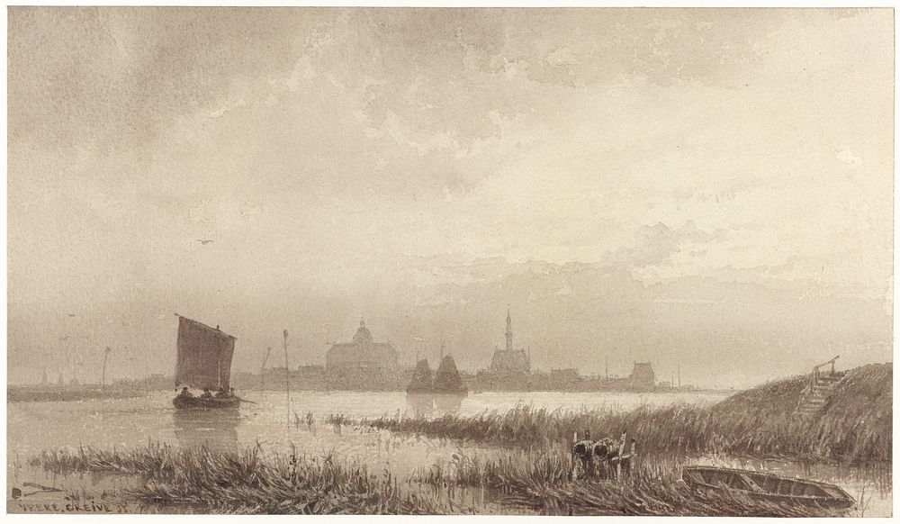Gezicht op Veere (1855) by Petrus Franciscus Greive