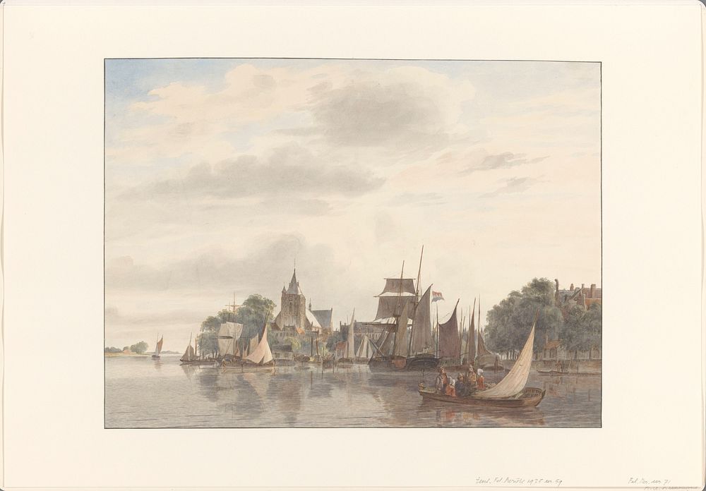 Stad aan het water (1845) by Hendrik Abraham Klinkhamer