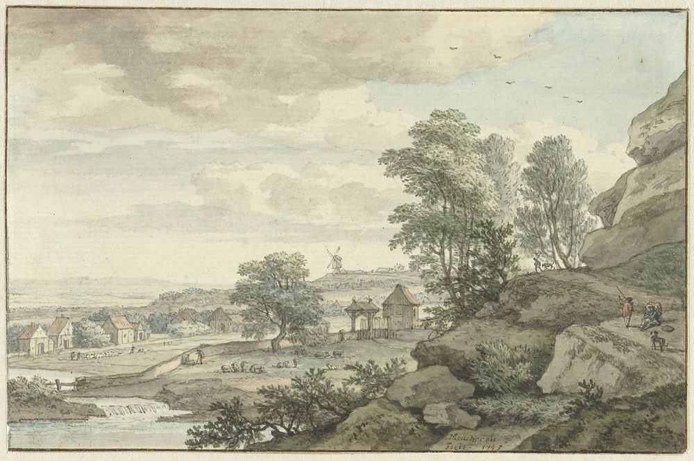 Gezicht in de omgeving van Bentheim (1743) by Isaac de Moucheron