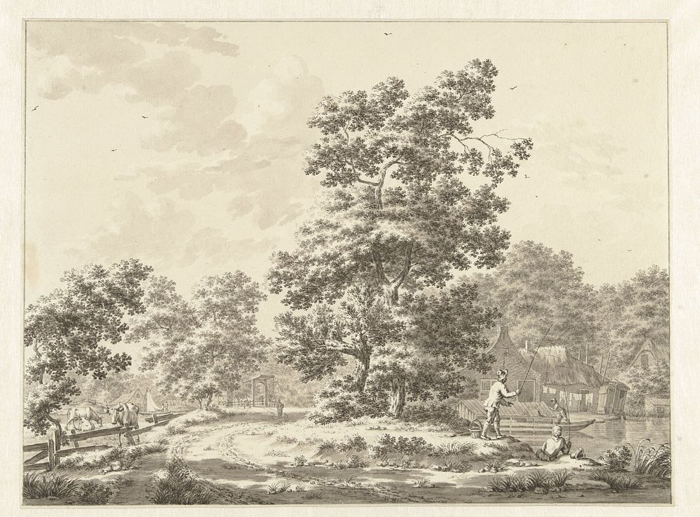 Landschap met rechts twee hengelaars (1779) by Jan Bruyn