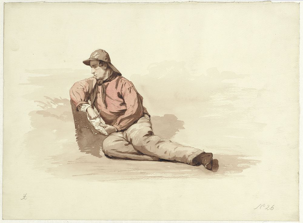 Zittende zeeman (1836 - 1915) by Johannes Engel Masurel