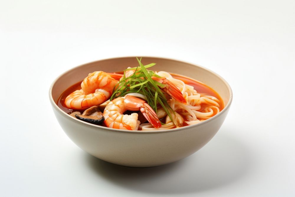 Seafood Noodle Soup seafood soup bowl. AI generated Image by rawpixel.