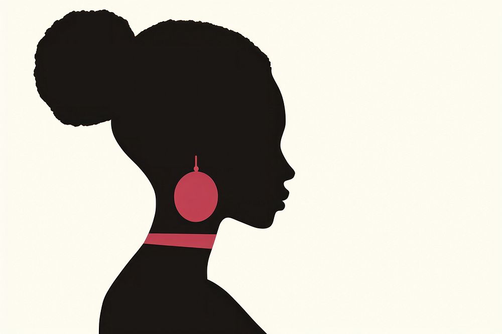 African woman silhouette adult headphones.