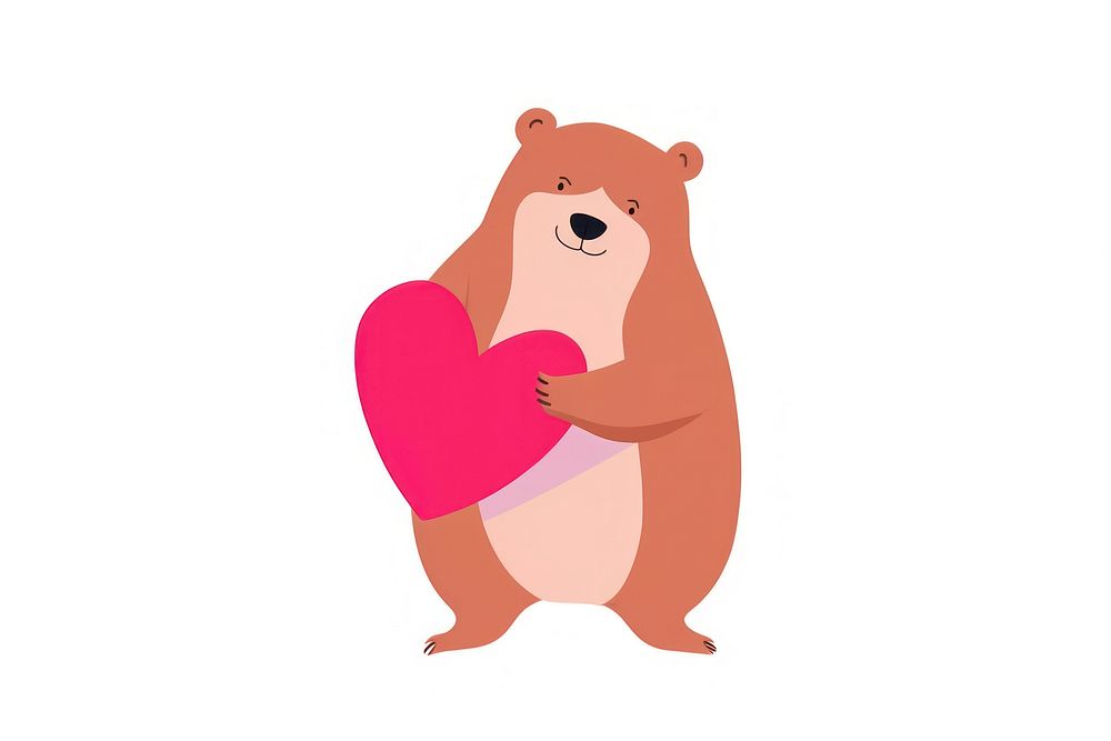 Bear holding love cartoon mammal rodent. AI generated Image by rawpixel.
