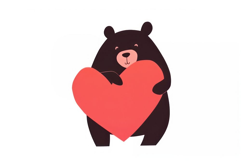 Bear holding love cartoon drawing mammal. AI generated Image by rawpixel.