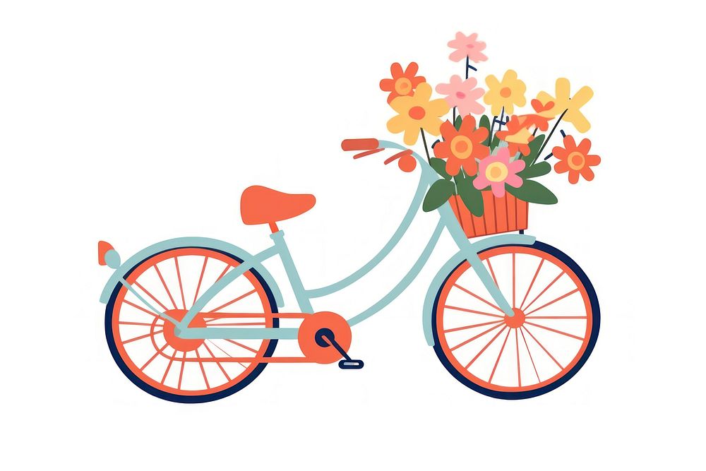 Bike carrying flowers vehicle bicycle wheel. AI generated Image by rawpixel.
