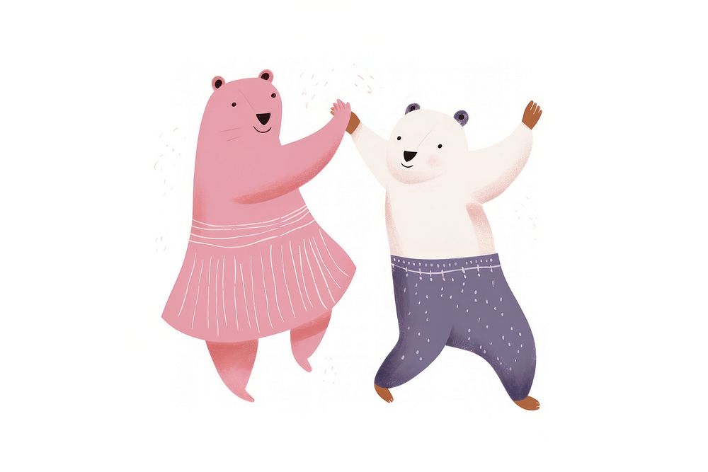 Couple bear dancing drawing mammal cute. AI generated Image by rawpixel.