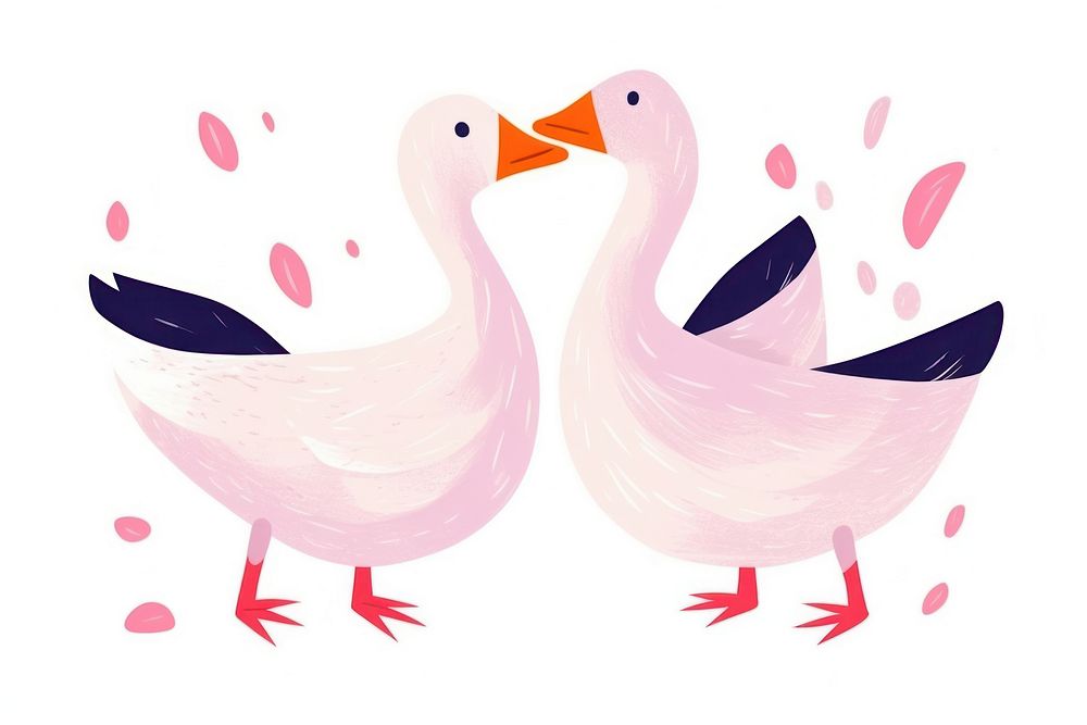 Couple of goose drawing animal bird. AI generated Image by rawpixel.