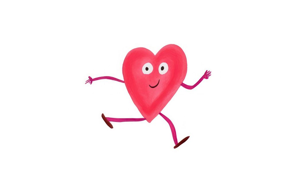 Heart running floating white background creativity emoticon. AI generated Image by rawpixel.