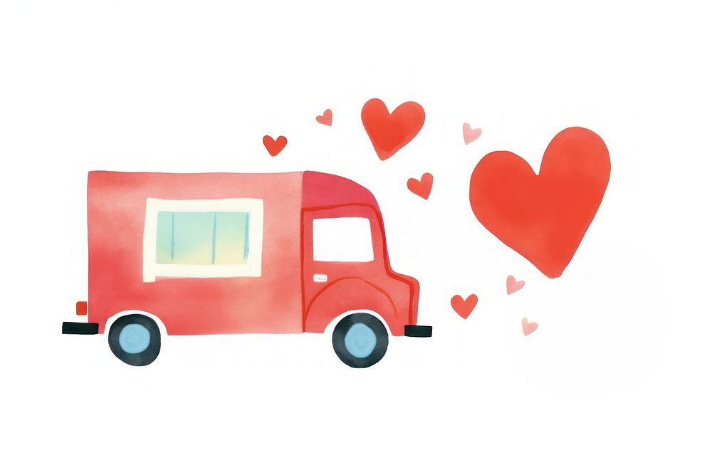 Heart truck vehicle van white background. AI generated Image by rawpixel.
