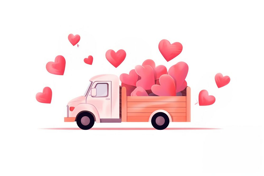 Truck carrying heart vehicle transportation semi-truck. AI generated Image by rawpixel.
