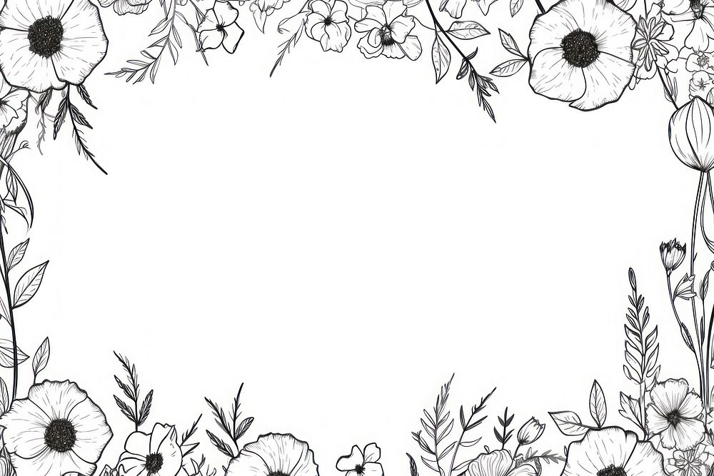 Flower border backgrounds pattern drawing.