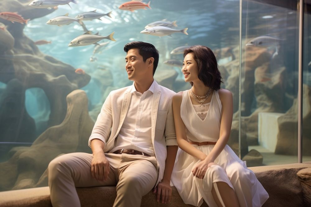  Thai couple fish aquarium adult. AI generated Image by rawpixel.