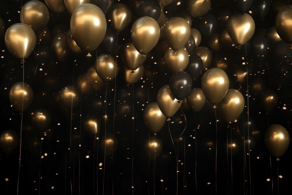 Golden balloons on a black background backgrounds lighting night.
