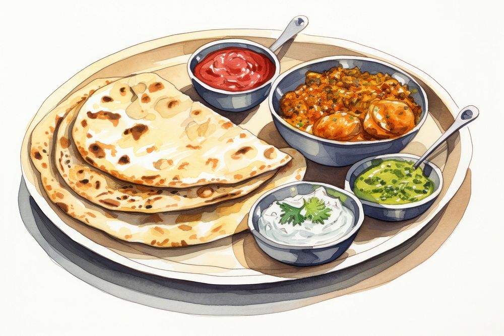 Indian Food food bread meal. AI generated Image by rawpixel.