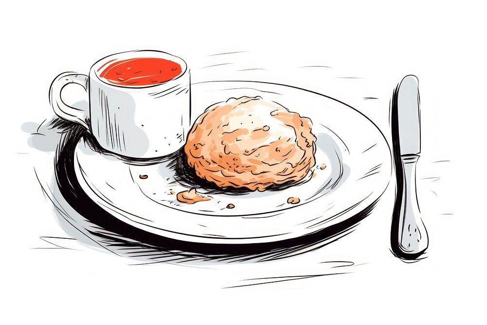 Breakfast saucer coffee sketch.