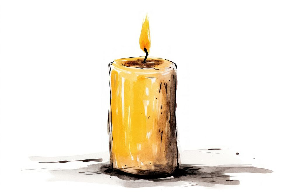 Candle sketch white background cylinder.