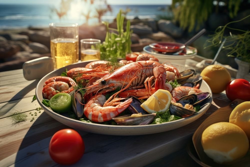 Seafood seafood meal lobster. AI generated Image by rawpixel.