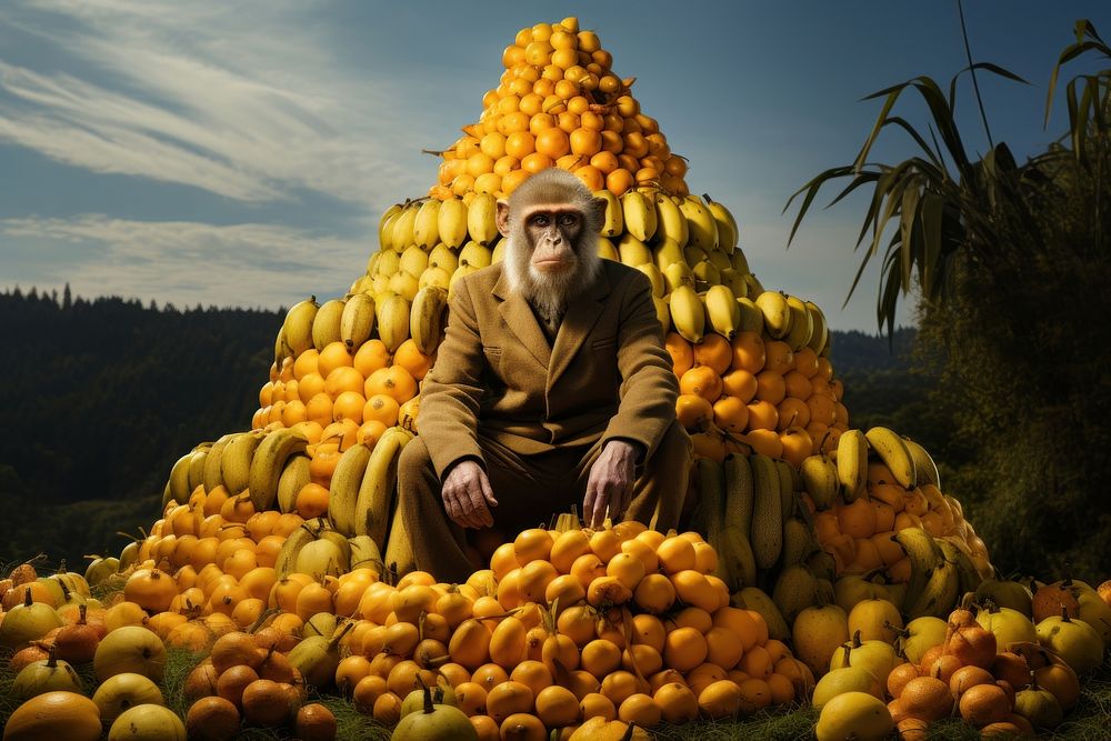 Pyramid of bananas portrait outdoors organic. AI generated Image by rawpixel.