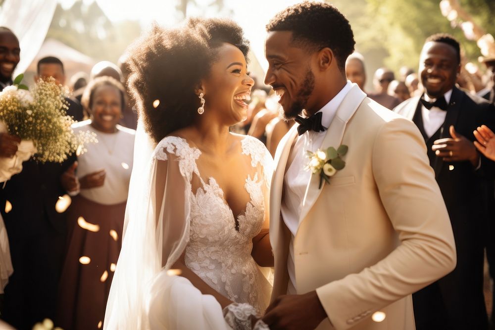 African American couple Wedding wedding cheerful ceremony.