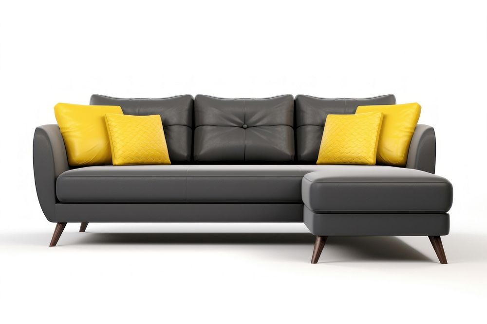 Grey sofa furniture cushion yellow.