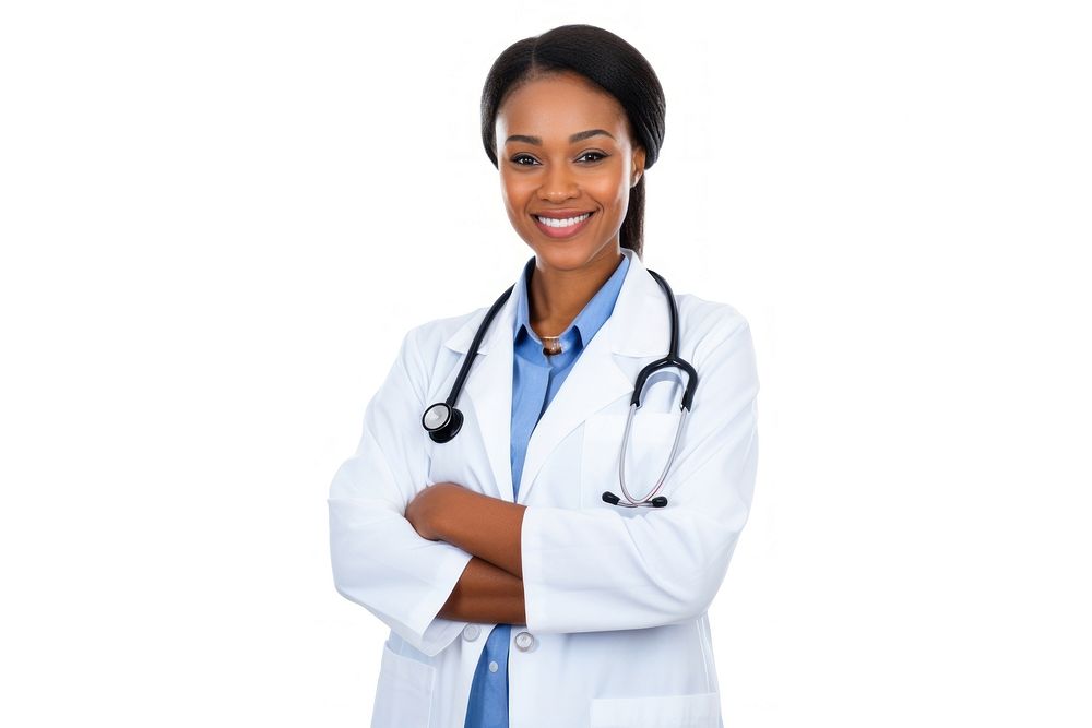 African american standing doctor female.