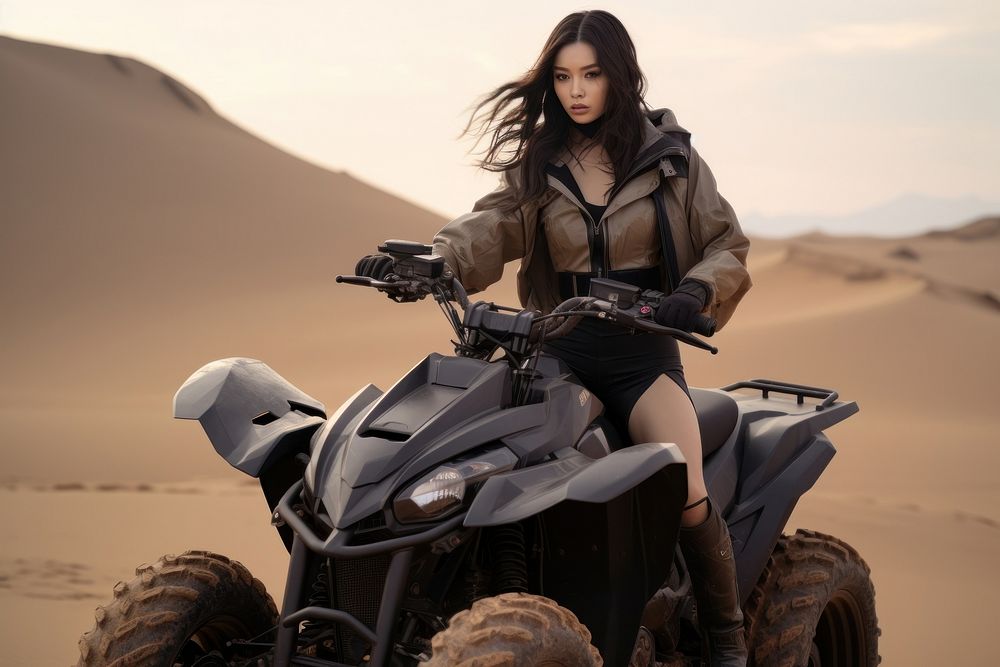 Korean girl motorcycle outdoors vehicle.