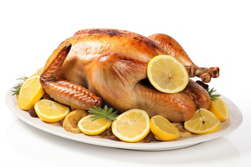 Roast turkey lemon plate dinner.