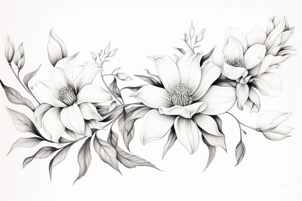 Flower border drawing sketch pattern.