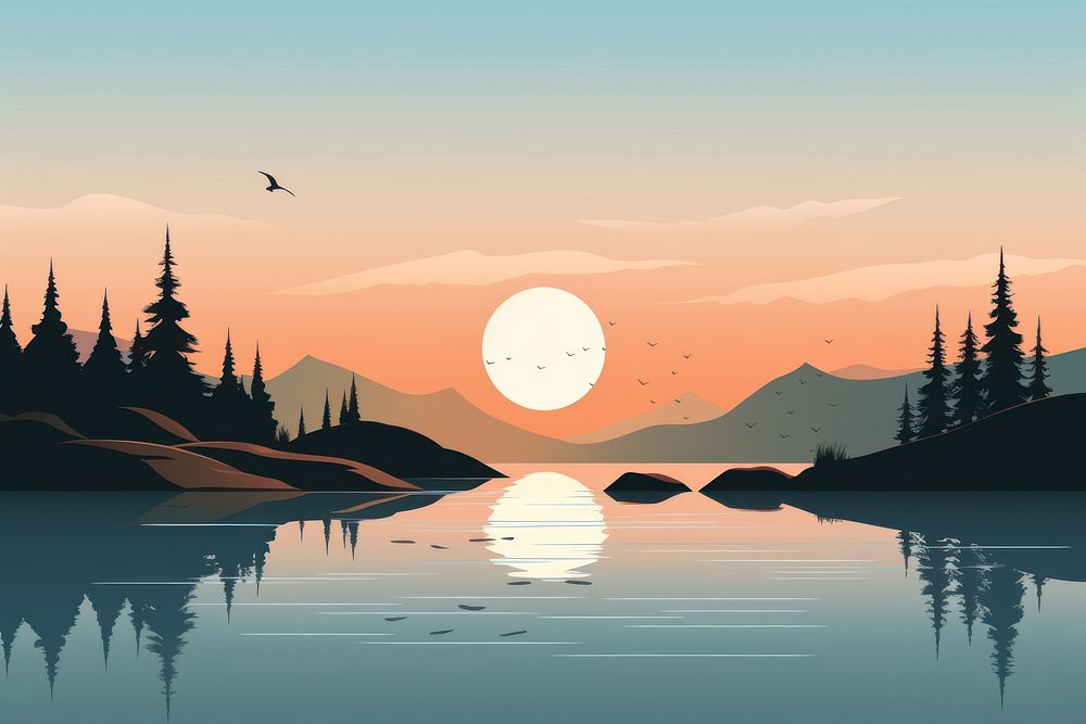 Lake sky landscape outdoors. AI generated Image by rawpixel.