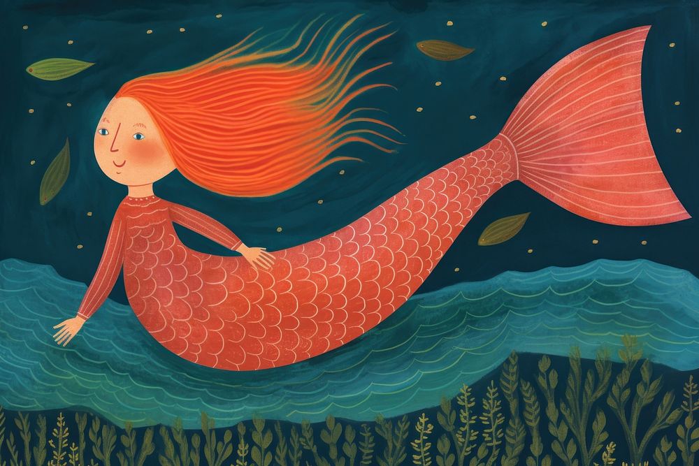Mermaid painting animal fish.