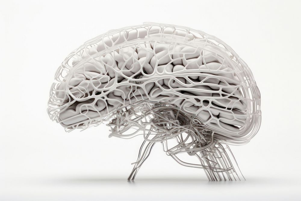 3d human brain sketch drawing art. AI generated Image by rawpixel.