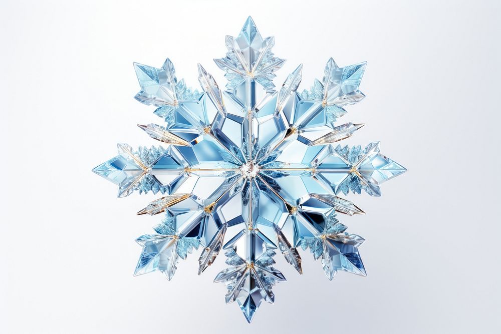 Snowflake crystal white background celebration.