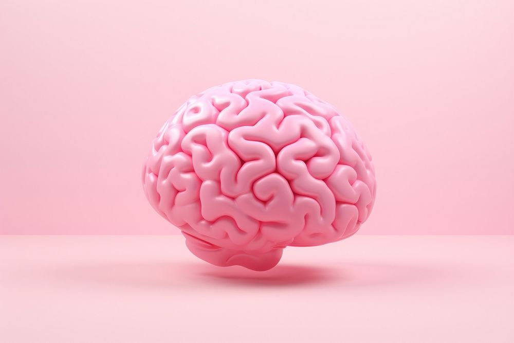 Pink plastic brain outdoors medical dessert.