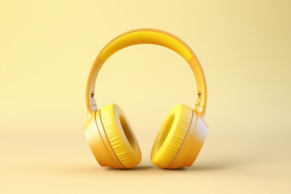 Yellow pastel headphones headset electronics technology.