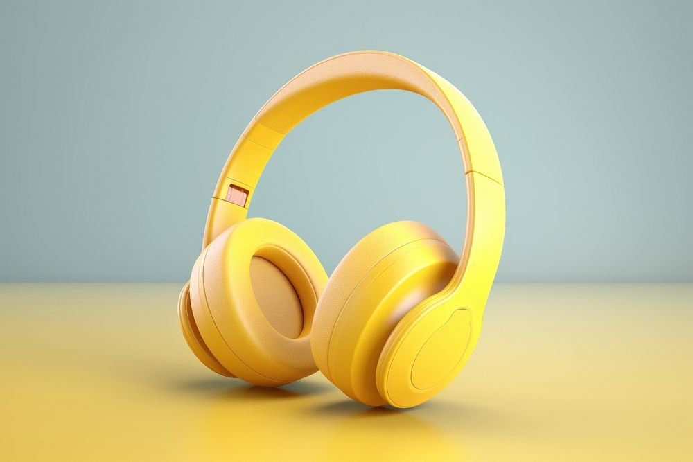 Yellow pastel headphones headset electronics technology.