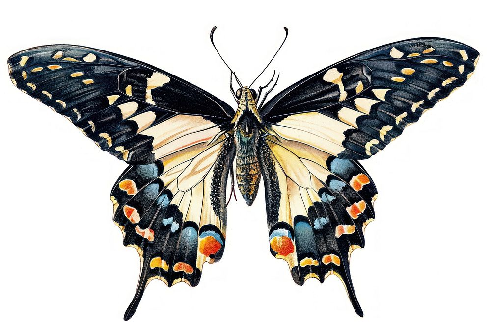 Vintage illustration of a butterfly animal insect white background. AI generated Image by rawpixel.