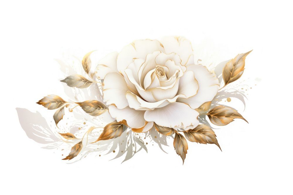 White rose flower plant gold.