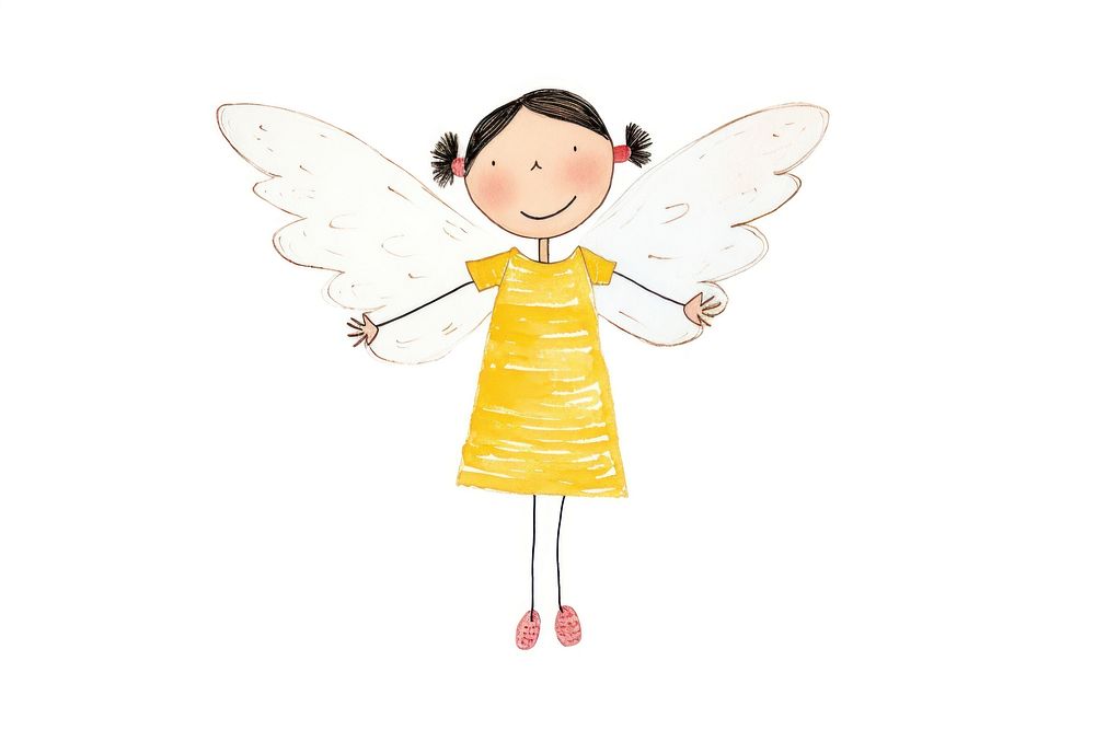 Girl angel cartoon white background representation. AI generated Image by rawpixel.