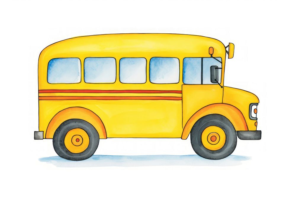 Yellow school bus car vehicle cartoon. AI generated Image by rawpixel.