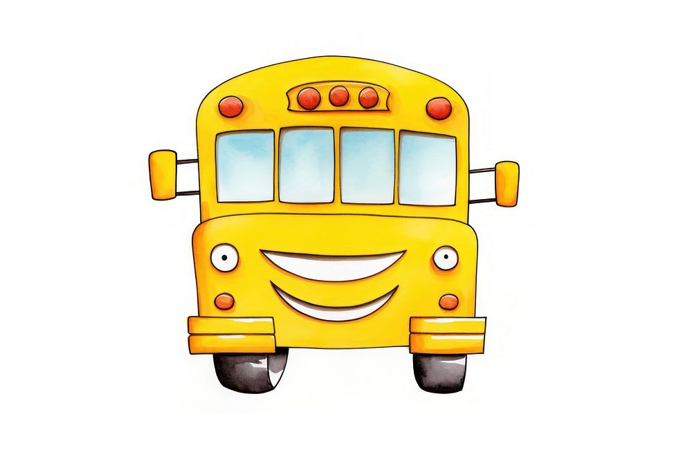 Yellow school bus vehicle cartoon white background. AI generated Image by rawpixel.