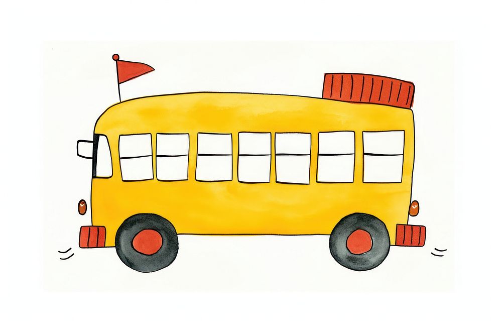 Yellow school bus vehicle cartoon line. AI generated Image by rawpixel.