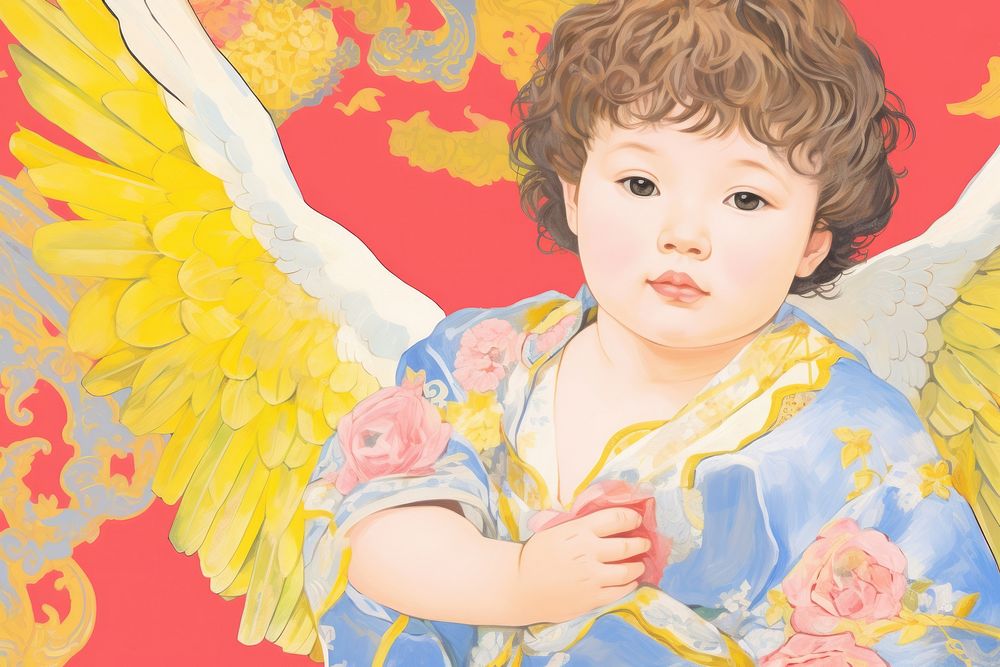  A Cherub painting angel baby. AI generated Image by rawpixel.