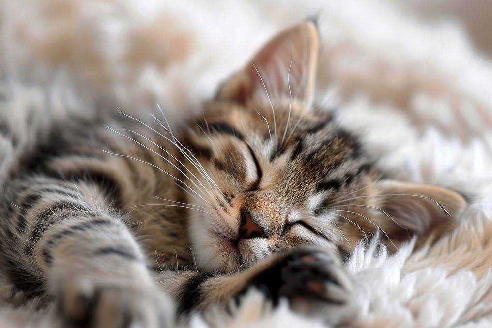 Sleeping kitten animal mammal pet.