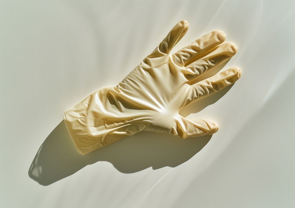 Rubber gloves white crumpled clothing.