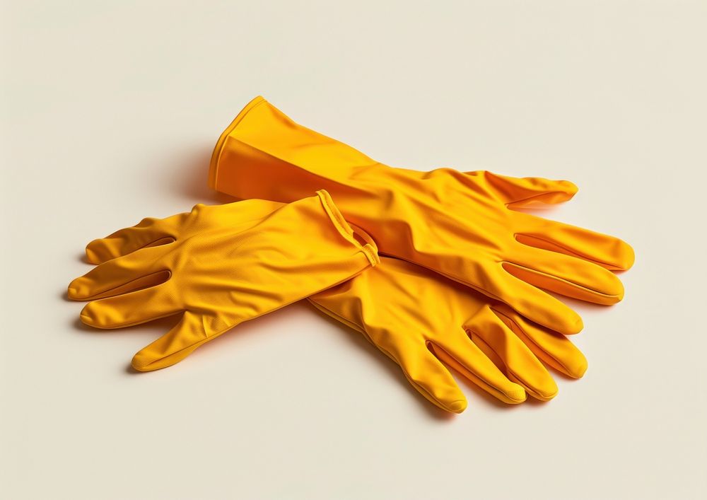 Rubber gloves cleaning clothing hygiene.