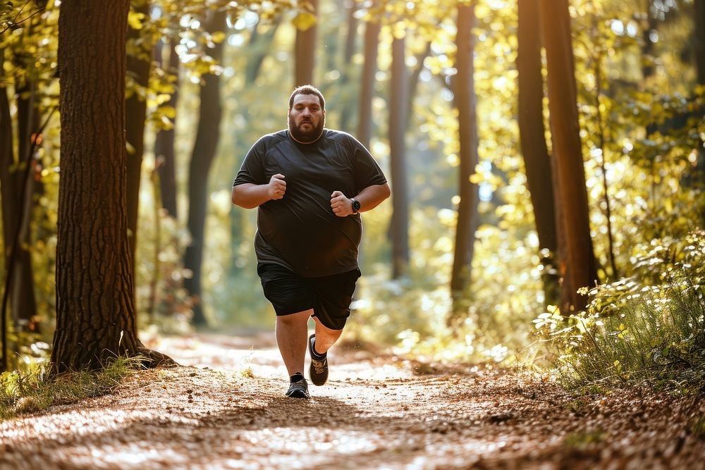 Man jogging running forest adult.