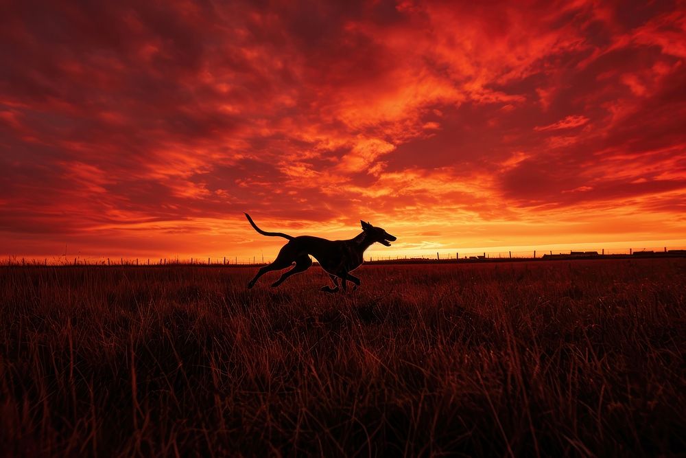Greyhound running sky outdoors horizon.