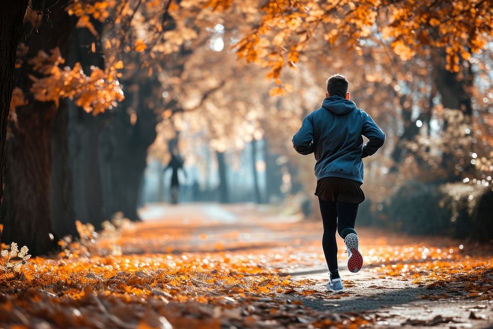 A man jogging running autumn adult.